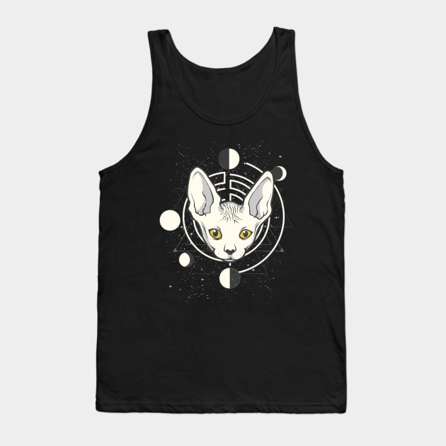 Sphynx Cat Moon Phases Moon Gothic Tank Top by wbdesignz